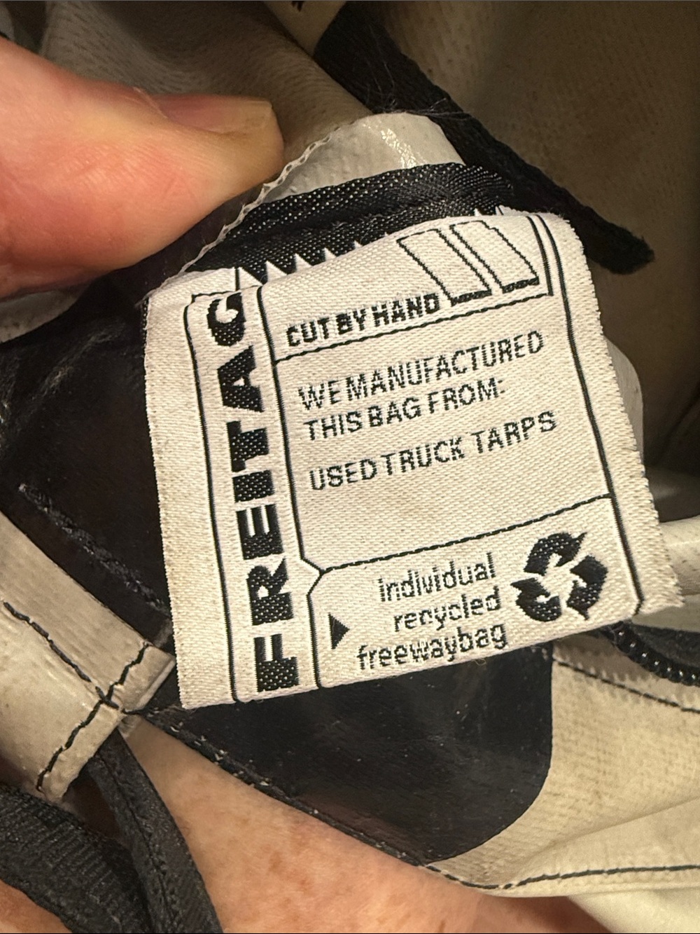 FREITAG Grey & Black Graphic Shoulder Bag with Detachable Pouch. - Picture 10 of 16